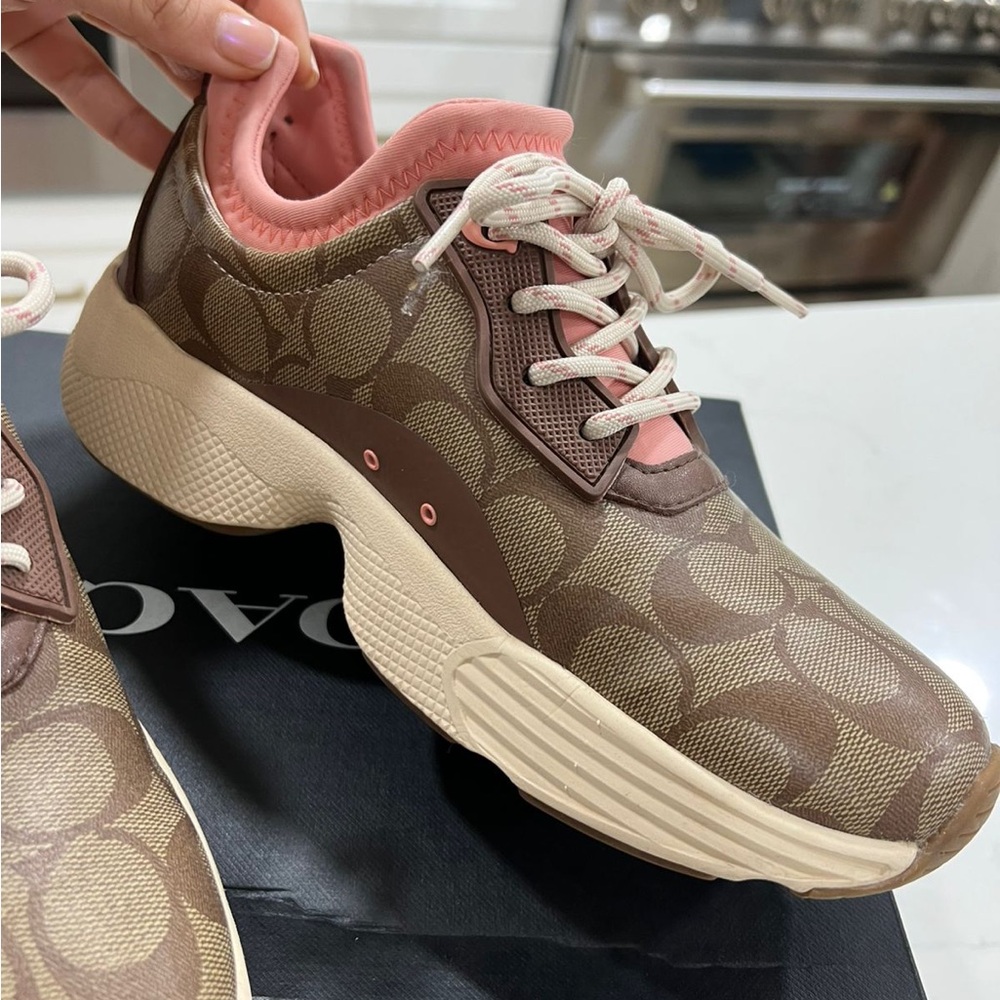 Coach Brown and Pink Patterned Sneakers